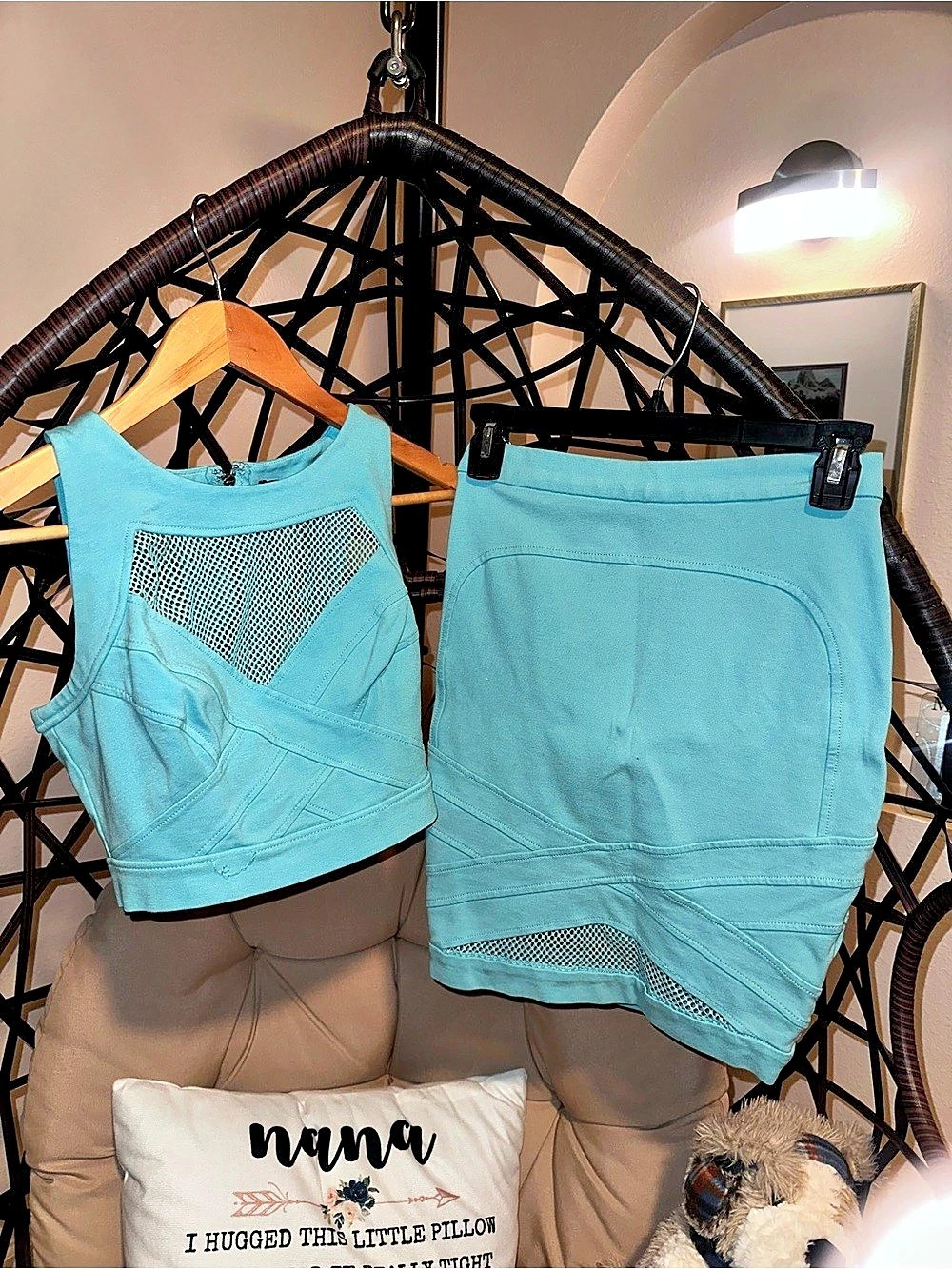 Guess Women's Tank & Shorts Set Blue Small
